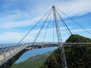 Famous hanging bridge of Langkawi island, Malaysia ..