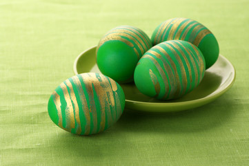 Fototapeta na wymiar Green Easter eggs