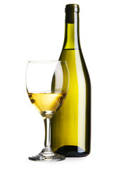 Bottle and glass of white wine