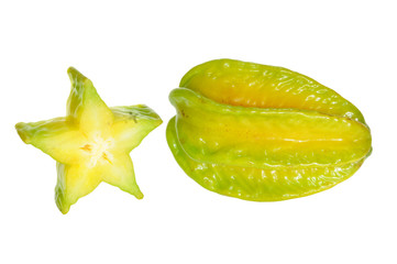 Fototapeta premium Star Fruits And A Cut Section Isolated