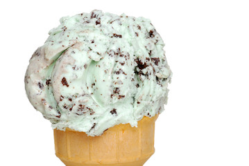 closeup mint chocolate chip ice cream shallow DOF