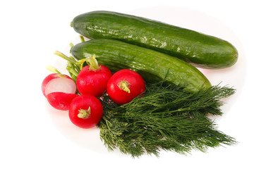 Radishes, cucumbers and dill