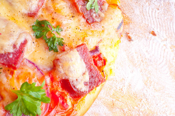 Obraz na płótnie Canvas cheese and tomato pizza