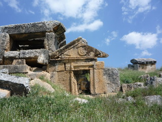 Hierapolis sarcophagus near pamukkale in the country of turkey