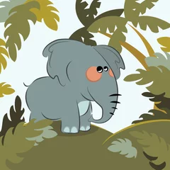 Crédence de cuisine en verre imprimé Zoo éléphant dans la jungle