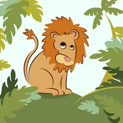 Papier Peint Lavable Zoo lion dans la jungle