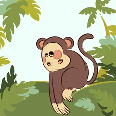 Papier Peint photo Lavable Zoo singe dans la jungle
