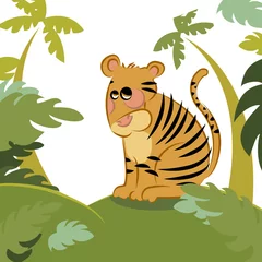 Crédence de cuisine en verre imprimé Zoo tigre dans la jungle