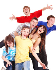 Obraz premium Group of happy young people. Isolated.