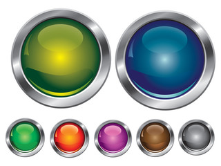 Vector collection of buttons in various colors