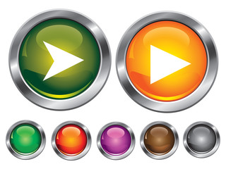 Vector icons with play sign, empty button included