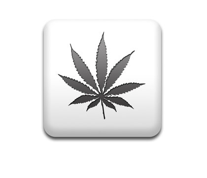 Boton cuadrado blanco hoja de marihuana