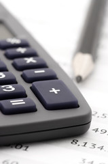 Fototapeta premium Calculator and pencil close-up