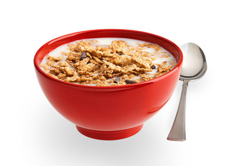 Red cup with cereal