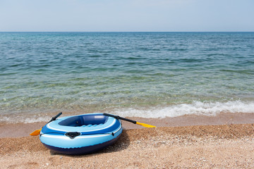 Beach with rubber boat