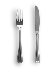 Knife and fork isolated