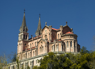 Fototapeta na wymiar Vista lateral de la basílica de Covadonga.