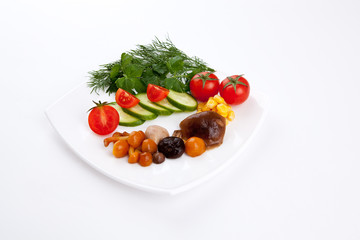 Snack with mushrooms, tomatoes and fennel