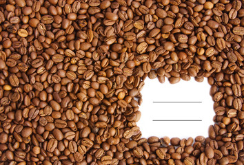postal envelope from coffee grains
