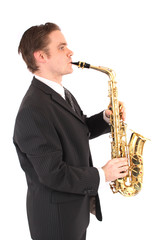 Fototapeta na wymiar man and saxophone