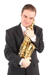 Obraz premium man and saxophone