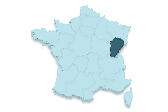 r&eacute;gion franche-comt&eacute; 3D d&eacute;tour&eacute; fond blanc ombr&eacute;