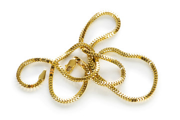 Golden chain isolated on the white background