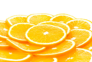 sliced orange isolated over white