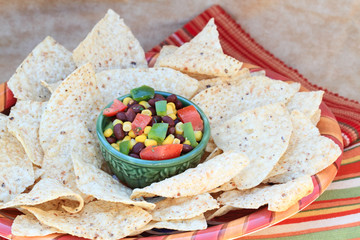Black Bean Salad with Corn Chips