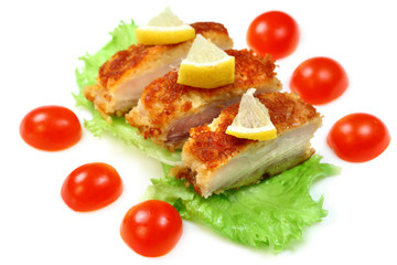 Fototapeta na wymiar Sea fish roasted with Cherry tomato