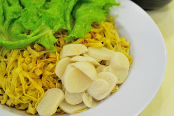 Chinese style vegetarian fish ball noodles