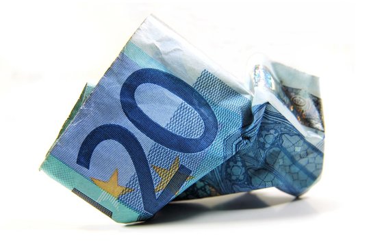 Zerknitterter 20 Euro Geldschein