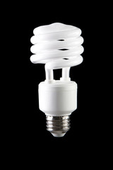 Energy saving lightbulb on black background