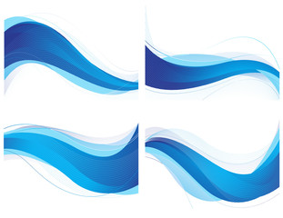 Abstract blue wavy background set