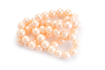 Pearl necklace isolated on the white background