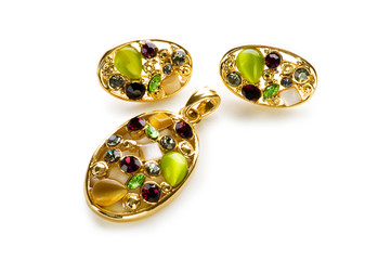 Various jewellery isolated on the white background