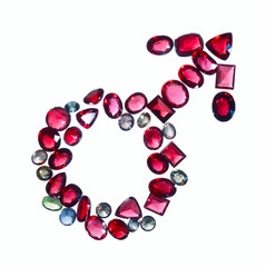 Male mars gender sign of colorful jewels.