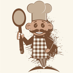 koch löffel cartoon vintage restaurant