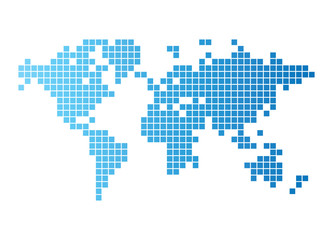 Fototapeta na wymiar World map of blue tiles