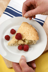 selbst gebackener Kuchen und Kuchengabel