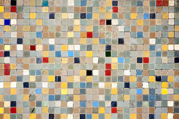 Multicolored small square tiles abstract pattern background