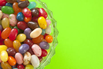 Fototapeta na wymiar Jelly Beans in Glass Dish
