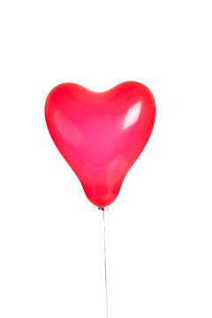 One red heart balloon on white