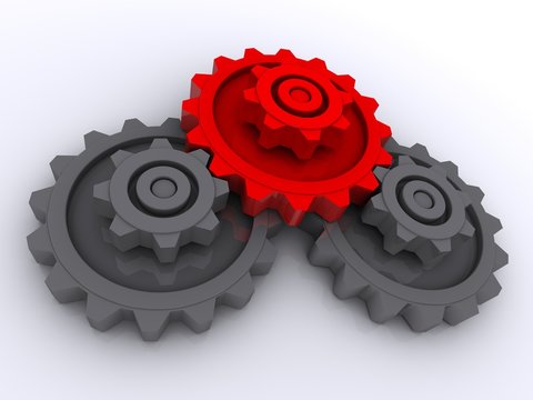 gears on white background with shadow