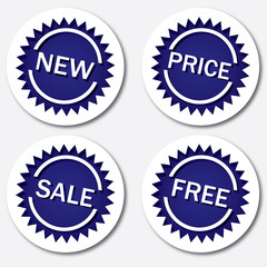 Blue sale tags, vector illustration