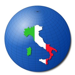 Italy map flag on abstract globe illustration
