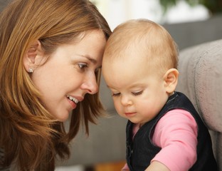 Portrait of mother and baby