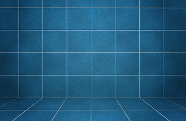 Interior blue marble tiled wall with shadows