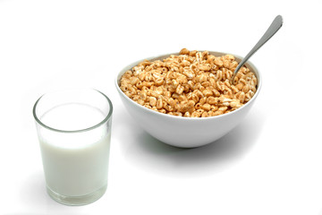 Vaso de leche y cereales