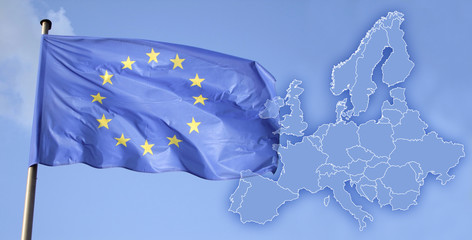 Europafahne mit Karte
